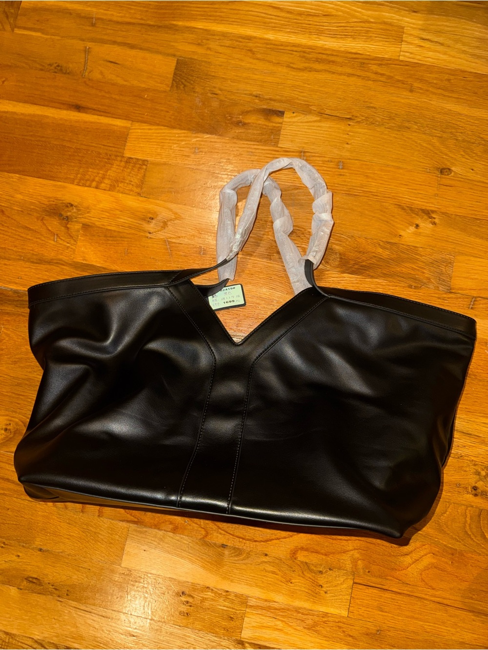 Women's Black Faux Leather Tote Bag